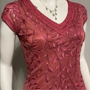 NWT Deep Rose Sequined and Embroidered Dress (Sixe XXS)